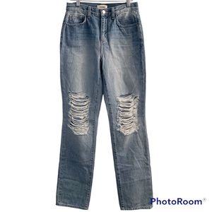NWT $335 L’Agence “Rockie” Destructed High-Rise Cigarette Light Wash Jeans 25
